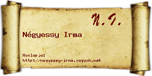 Négyessy Irma névjegykártya